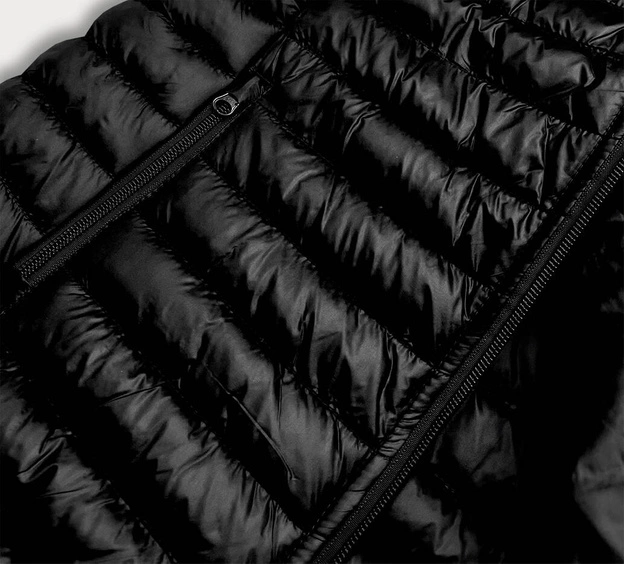 Krótka kamizelka pikowana damska czarna (5m702-392)