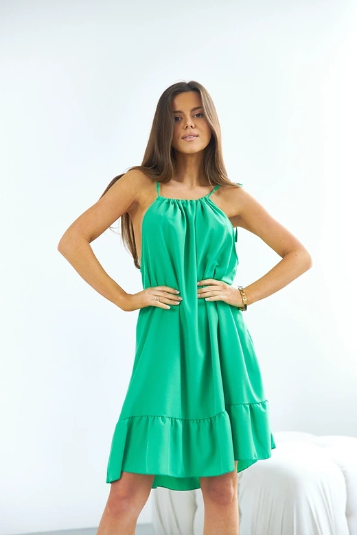 Sukienka z falbaną zielona (652)