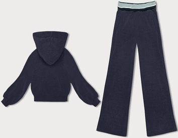 Prążkowany komplet damski granatowy (AMG-341A)