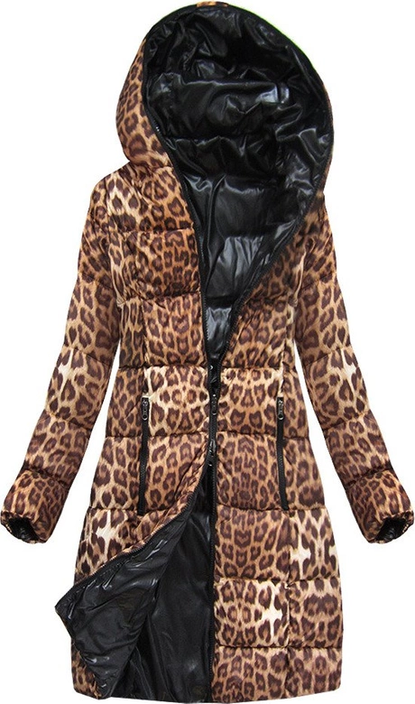 DWUSTRONNA KURTKA W PANTERKĘ BRĄZOWO-CZARNA (J9-009)