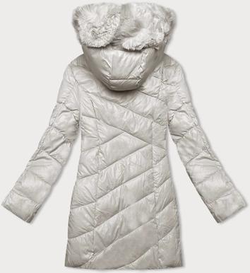 Zimowa kurtka damska z kapturem ecru (H-898-11)