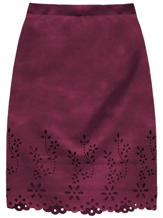 ZAMSZOWA SPÓDNICA Z AŻUROWYM DOŁEM BURGUNDOWA (3229)