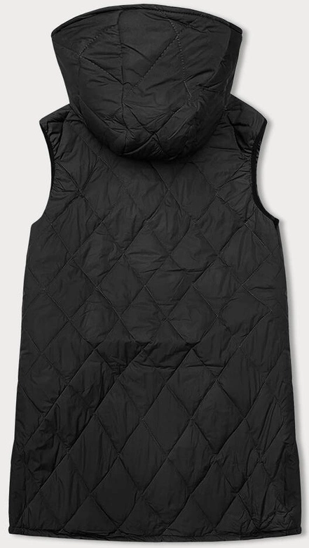 Pikowana kamizelka damska z ozdobną taśmą czarna (16M9118-392)