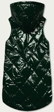 Błyszcząca kamizelka z kapturem zielona ciemna (7005big)