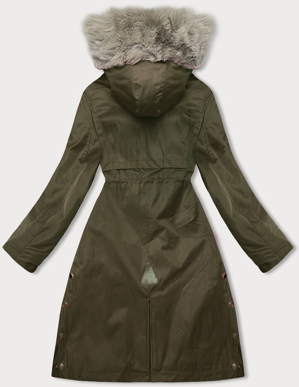 Damska parka z futerkiem army (5M3180-136)