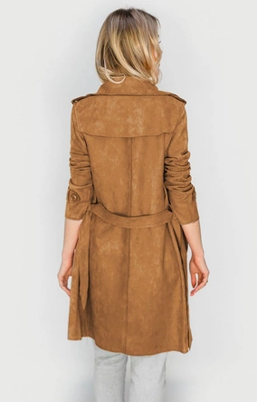 DWURZĘDOWY TRENCZ ZAMSZOWY KARMELOWY (6003)