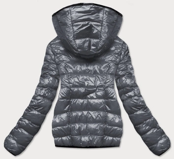 KRÓTKA DWUSTRONNA KURTKA DAMSKA ZIMOWA GRAFITOWO-CZARNA (B9580-7001)