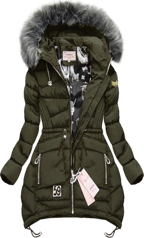 PIKOWANA KURTKA Z KAPTUREM KHAKI (W502-1)