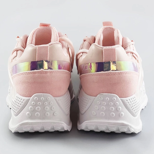 Sneakersy damskie z podwójnymi sznurówkami różowe (7001)