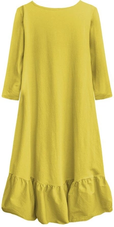 BAWEŁNIANA SUKIENKA OVERSIZE ŻÓŁTA (403ART)
