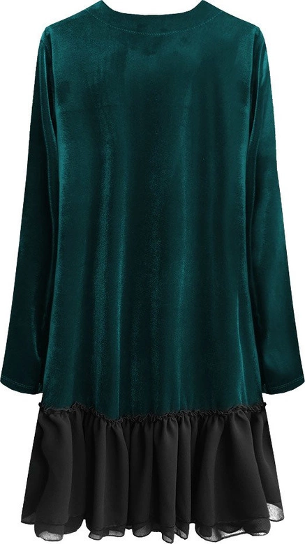 WELUROWA SUKIENKA Z FALBANĄ TURKUSOWA (486ART)