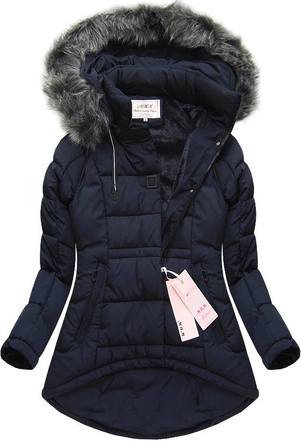 ASYMETRYCZNA KURTKA Z KAPTUREM GRANATOWA (W510)