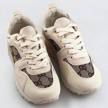 Damskie adidasy na podwyższonej podeszwie beżowe (666-21)