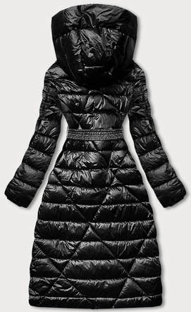 Kurtka damska z wiązanym paskiem czarna (AG1-J9069B)