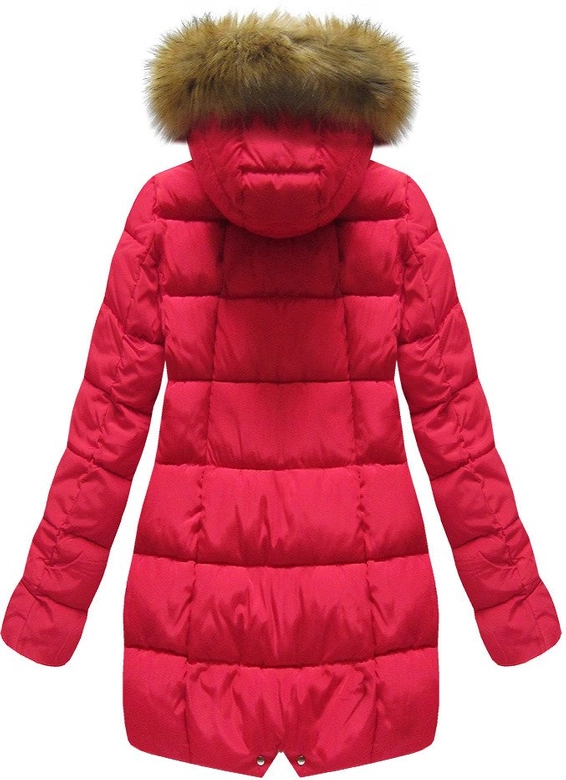 PIKOWANA KURTKA Z KAPTUREM CZERWONA (B1050-30)