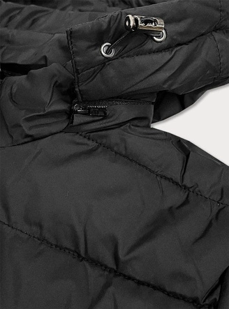 ASYMETRYCZNA PIKOWANA KURTKA DAMSKA CZARNA (68-1936)