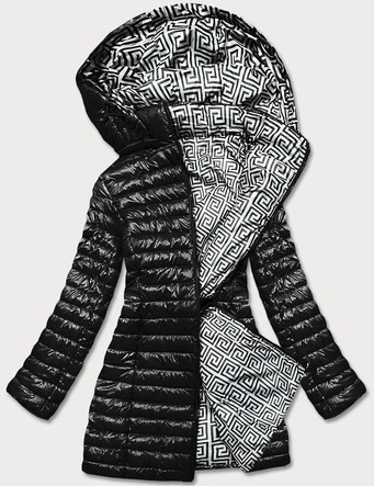 DWUSTRONNA KURTKA DAMSKA PIKOWANA CZARNA (PC-7502-1)