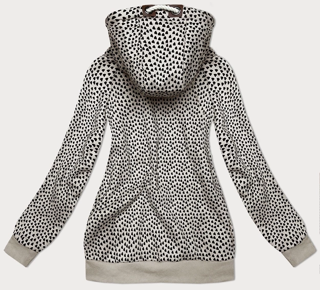 Rozpinana bluza damska w serduszka jasny beż (2315)