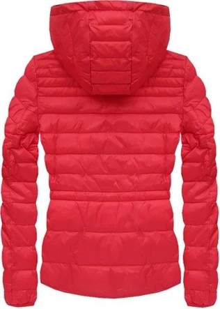 PIKOWANA KURTKA Z KAPTUREM CZERWONA (B2273)