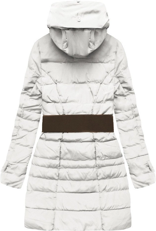 KURTKA Z KAPTUREM I PASKIEM BIAŁA (X1213X)