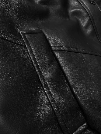 Skórzana kurtka z dużym futrzanym kołnierzem Glakate czarna (LU98090#)