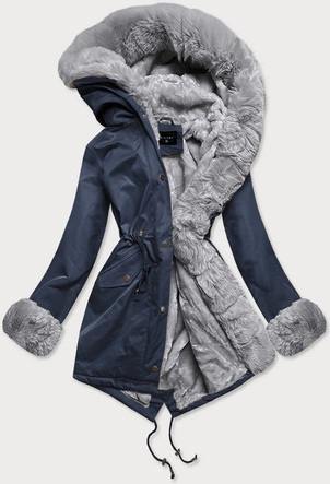 PARKA DAMSKA ZIMOWA NA MISIU GRANAT-SZARY (B530-3070)