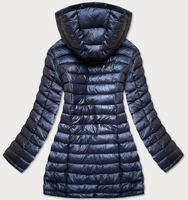 DWUSTRONNA KURTKA DAMSKA Z KAPTUREM GRANATOWA (8913-E)