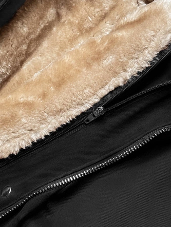 Parka damska z podpinką czarna (m-21201)