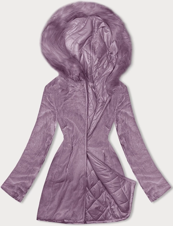 Dwustronna kurtka damska pikowana - futro różowa (H-897-38)