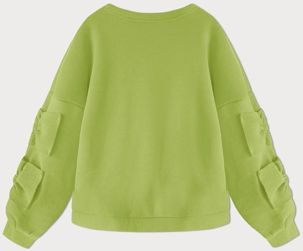 Ciepła bluza damska z kokardkami limonka (23999)