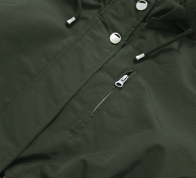 DWUSTRONNA PARKA DAMSKA Z KAPTUREM KHAKI-MORO (XW665X)
