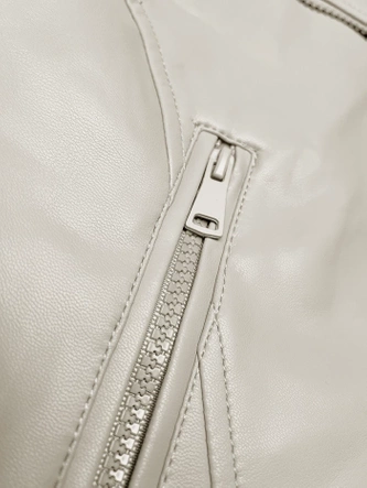 Kurtka ramoneska z asymetrycznym zamkiem J Style ecru (11Z8130)