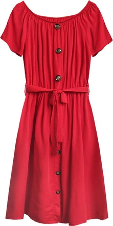 SUKIENKA MIDI Z GUZIKAMI CZERWONA (398ART)