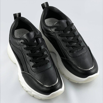 Damskie sneakersy z metaliczną lamówką czarne (bg-02)