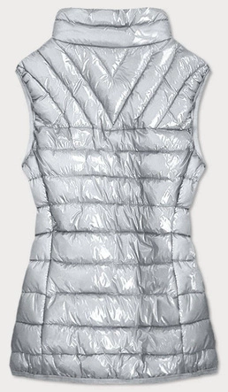 BŁYSZCZĄCY BEZRĘKAWNIK ZE STÓJKĄ DAMSKI SREBRNY (B0107)