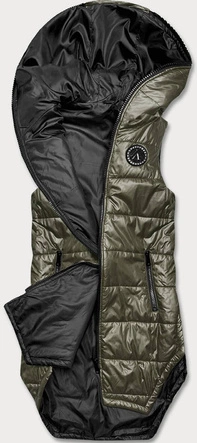 Kamizelka z geometrycznym dołem khaki (B0122-11)