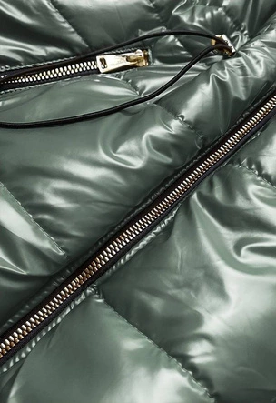 Błyszcząca kamizelka z kapturem zielona (b9782-10)