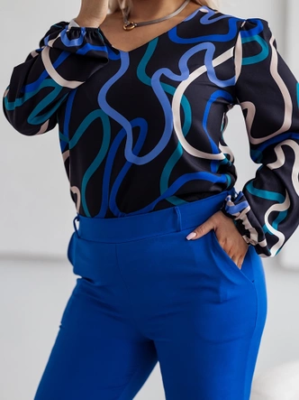 Eleganckie spodnie damskie plus size chabrowe (728)