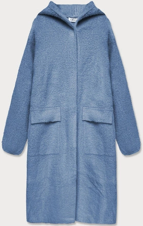 Narzutka z kapturem a'la wełna niebieska (b3006)