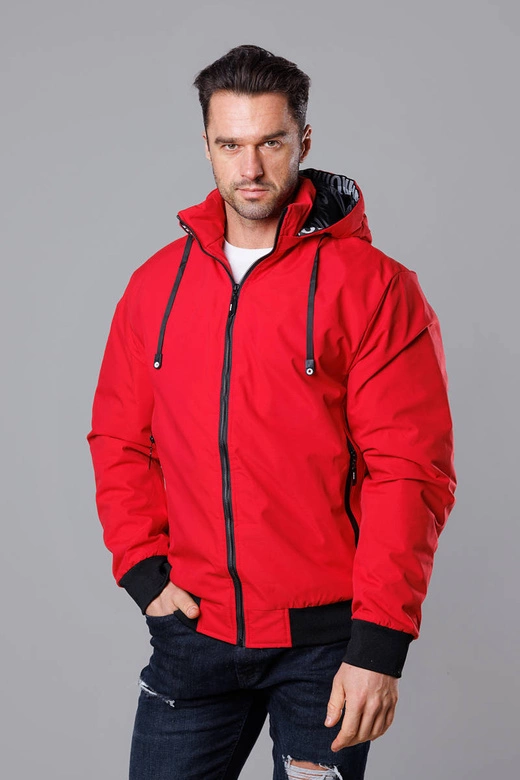 Sportowa kurtka męska z kapturem czerwona (5M3111-270)