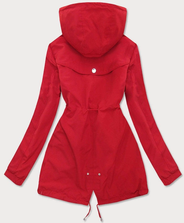 DWUSTRONNA KURTKA PARKA DAMSKA CZERWONA/KROPKI (W662BIG)
