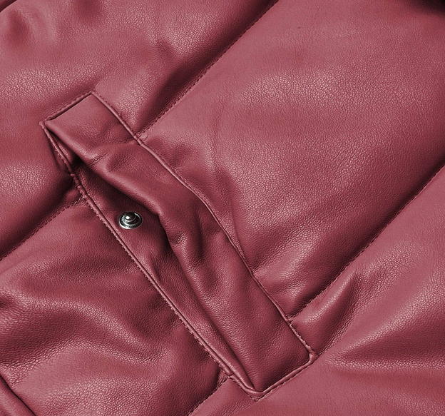 Ciepła kamizelka damska z ekoskóry bordowa (d-3231-67)