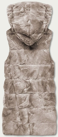 Kamizelka futrzana z kapturem beżowa (B8059-12)