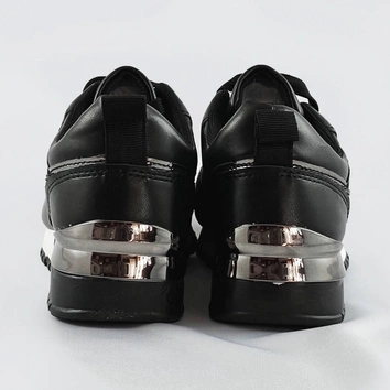 Damskie adidasy na podwyższonej podeszwie czarne (666-21)