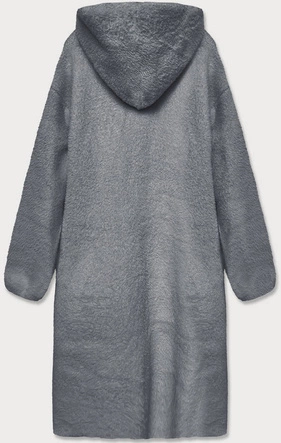 Narzutka z kapturem a'la wełna szara (b3006)