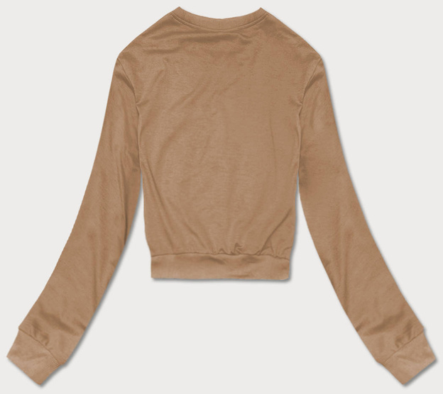 Cienka krótka bluza dresowa damska cappuccino (8B938-91)