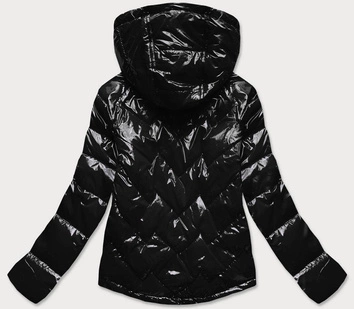 PIKOWANA KURTKA DAMSKA Z KAPTUREM CZARNA (B9562)