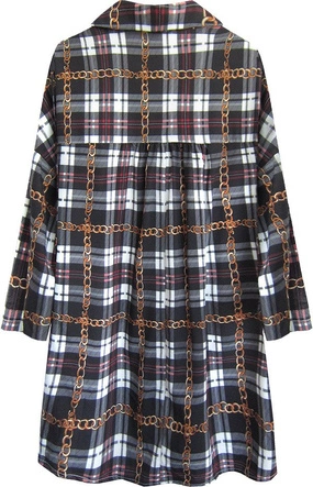 KOSZULA OVERSIZE W KRATĘ CZARNA (302ART)