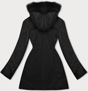 Dwustronna kurtka damska pikowana - futro czarna (H-897-01)
