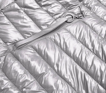 Asymetryczna kurtka damska z kapturem szara (pc-7510-61)